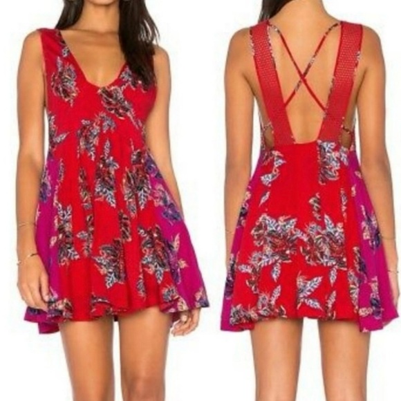 Free People Red Mini Dress - Picture 1 of 7